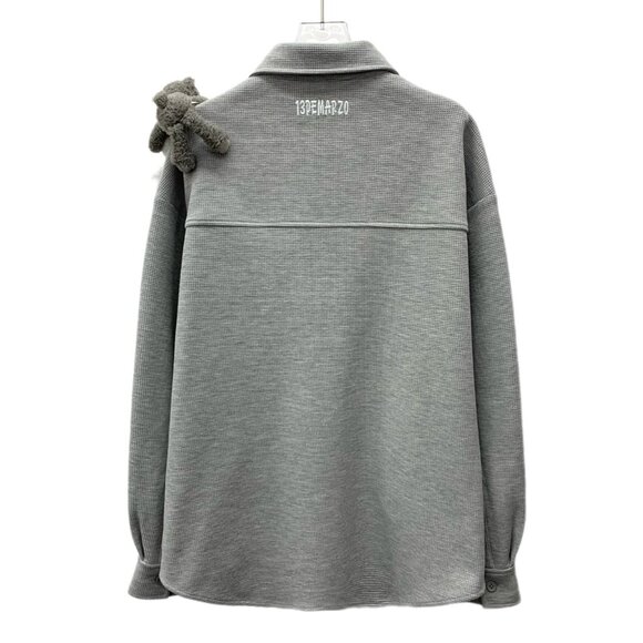 J18848 13DE MARZO Grey doll decoration lapel single-breasted long-sleeved - Picture 2 of 8